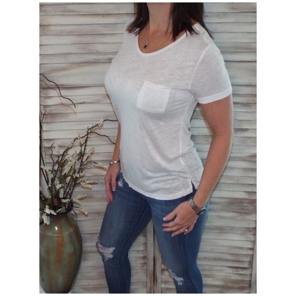 Burnout Melange Tissue Scoop Shirt Tee White 1120 - Picture 2 of 7